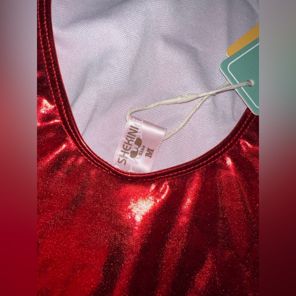Shiny Red One-Piece Swimsuit - Picture 3 of 4